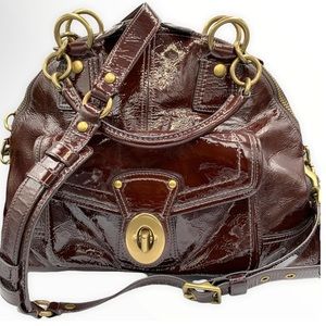 COACH Francine Maroon/Burgundy Patent Leather Satchel